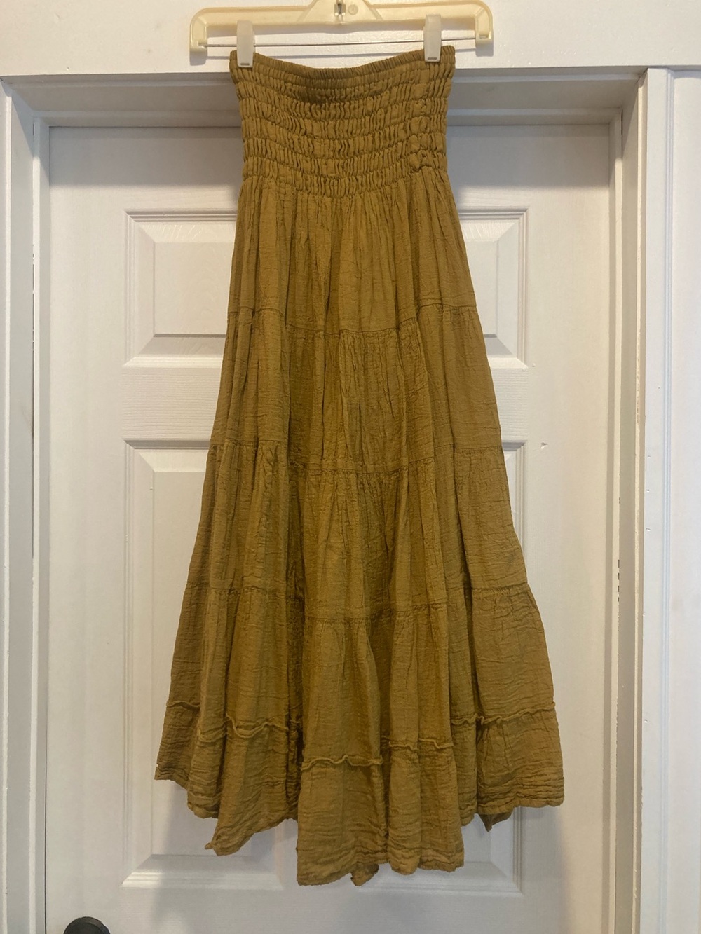 Cotton Flower | NWOT 100% Cotton Mustard Flutter Tiered Maxi Skirt - Picture 3 of 6
